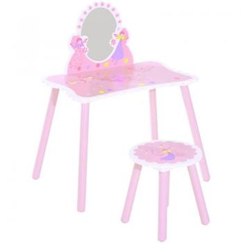 Set specchiera e sgabello in legno rosa per giochi – Giordanoshop