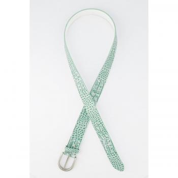 Cintura cuoio turchese a rilievo, taglia 95, lunghezza massima 155 cm, donna