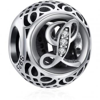 Pendentif Lettre L en Argent 925 avec Zicone Cubique
