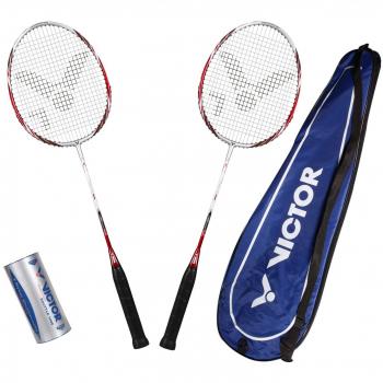 Victor Badminton Set Atomos 500 | 2x Schläger, Racketbag, 3 Nylonbälle