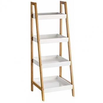 Estantería blanca de bambú para baño 4 baldas