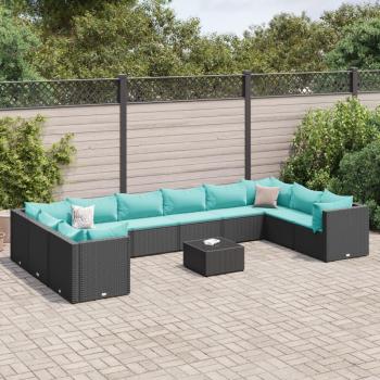 Set di Mobili da Giardino con Cuscini 11 pz Nero