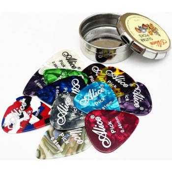 Púas de Guitarra con Caja Metálica