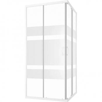 Box Doccia Angolare 80x80 cm – Profilo Bianchi, Vetro 4mm Serigrafato, Mod. Grenada Reversibile