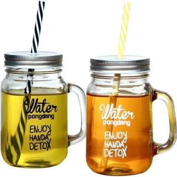 500ml Mason Jar with Lid for Beverages
