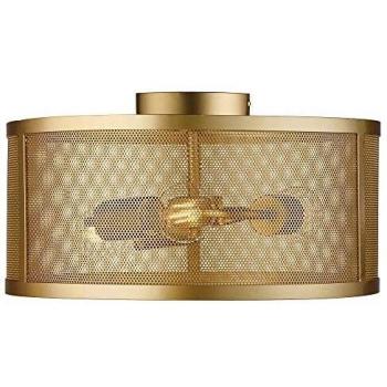 Fishnet 3 Light Flush Ceiling Light Mesh Matt Gold, E27
