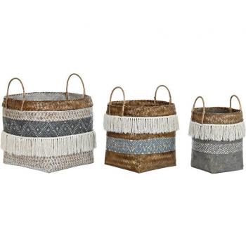 Bamboo Boho Basket Set DKD Home Decor 49x49x57cm