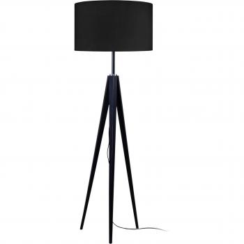 Lampadaire moderne Idun trépied bois noir 45x163 cm