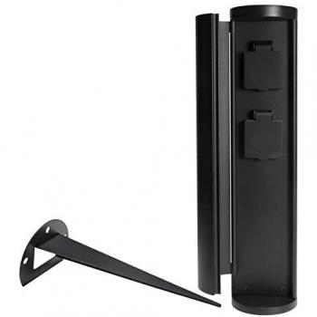 Schwarze Steckdosensäule Grafner® mit 2 Außensteckdosen (Edelstahl)