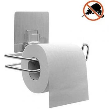 Dynamic24 WC-Papierhalter aus Edelstahl – selbstklebend, bohrungsfrei (Klorolle)