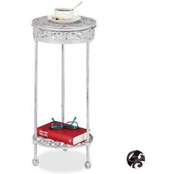 Table d'appoint blanche 2 niveaux HxD 62x29 cm