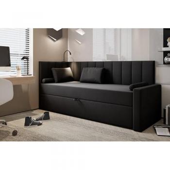 Lit Boxspring TOKIO avec Rangement Noir 100x200 cm