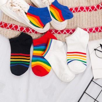 5 Paare Frauen Socken Trendige Regenbogen Boot Socken Baumwolle
