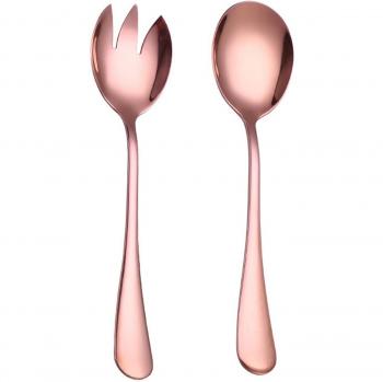 Set de cucharas de ensalada 2 en 1, acero inoxidable, 19.7x4.7 cm