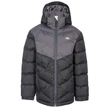 Trespass Kids Warmen Outdoor Jacke – 3/4 Länge, abnehmbare Kapuze, schwarze Färbung