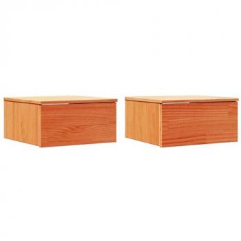 Pine Wood Bedside Tray Set – 2 Pieces, Wax Brown (VidaXL)