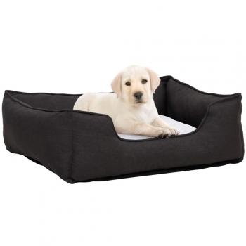 VidaXL Fleece-Lined Dog Bed Dark Grey & White 85.5x70x23 cm