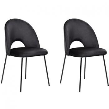 Sillas de comedor Covelo de terciopelo negro (2 unidades)