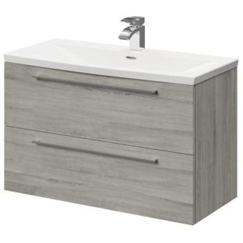 Napoli Wall Mounted Vanity Unit with Curved Basin and Chrome Handles