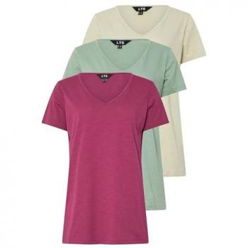 Tall 3‑Piece V‑Neck T-Shirt Set – Light Green