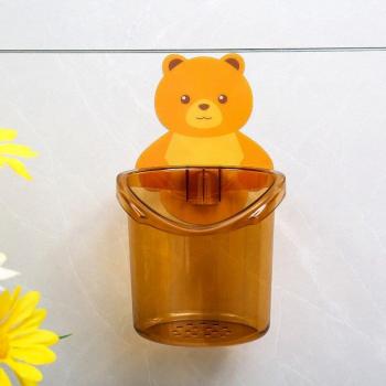 Portable Cartoon Bear Toothbrush and Toothpaste Holder with Cup