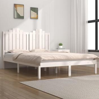 Letto Matrimoniale Bianco in Legno Massello di Pino 200x200 cm