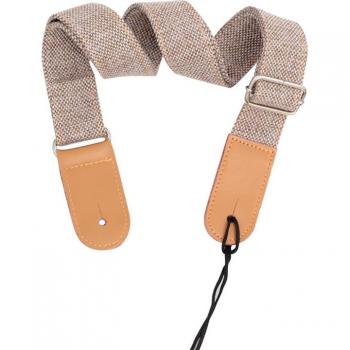 Linen Cotton Guitar Strap with Leather Ends for Acoustic and Electric Guitars