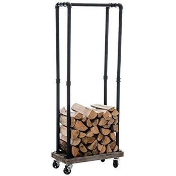 Kaminholzregal Forks, Metall, 60 x 30 cm, Höhe 150 cm, schwarz