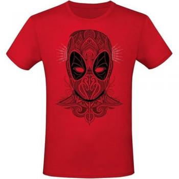 Maglietta uomo rosso Deadpool con design ornamentale, L