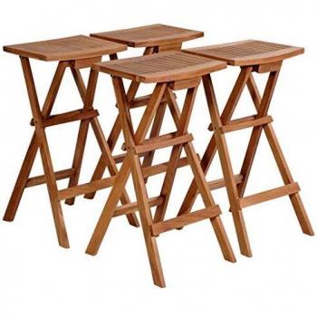 Tabourets de bar en teck massif pliables (lot de 4)