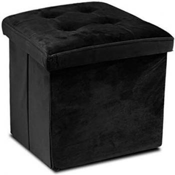 GreaTool Puff de Almacenaje Plegable, 4 Unidades, Taburete Cuadrado con Tapa, 38 X 38 X 38CM Negro