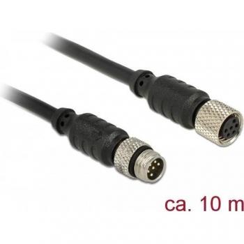 Delock M8 6‑Pin Uitbreidingskabel 10 m – Man naar Vrouw, Waterdicht