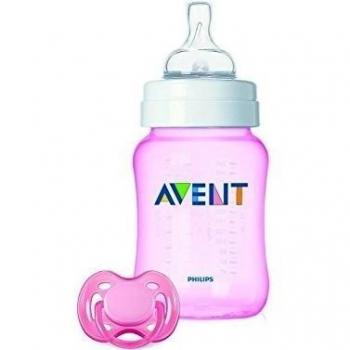 Philips Avent Biberón y Chupete Anticólico Rosa