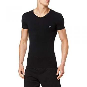 Emporio Armani Sous-vêtements T-shirt col V Big Eagle Haut de Pyjama, Noir (Nero 00020), S Homme