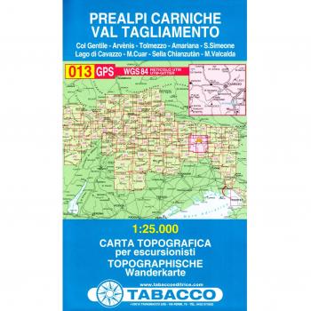 Prealpi Carniche, Val Tagliamento: Wanderkarte Tabacco 013. 1:25000 (Cartes Topograh)
