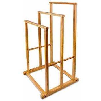 Toallero de pie en bambú 3 barras forma escalera 82.5 x 42 x 42.5 cm para baño resistente a la humedad