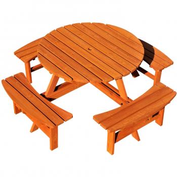 Outsunny Garden Patio Furniture Set with Round Wooden Pub Bench Picnic Table