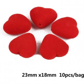 23x18mm Acrylic Velvet Heart Beads for Handmade Accessories BSD347