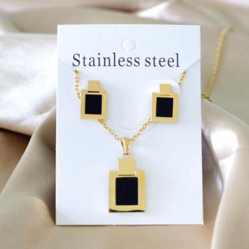 Conjunto de collar y pendientes unisex de acero inoxidable 316L