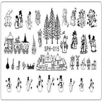 12,5 cm * 6,5 cm Halloween/Weihnachten Nagelkunst Stempel Vorlageplatte (1 Stück) Maniküre Schablone SPH