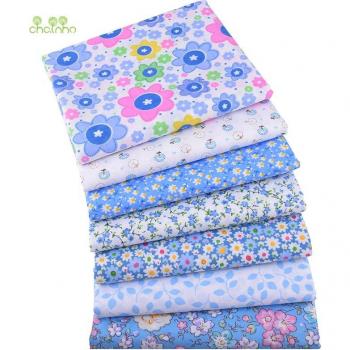 Conjunto de telas de algodón 7 piezas Floral Azul