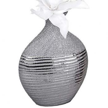 Vase mit Silberstreifen 18x25cm Deko