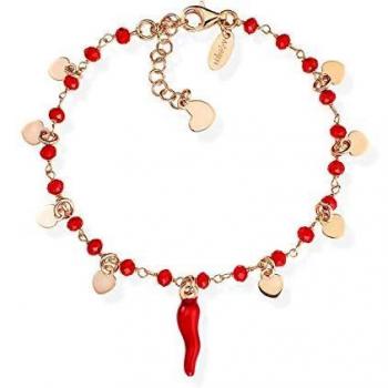 Portafortuna AMEN con cornetto rosso e bracciale in argento modello BRCSHRR1