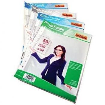 Buste forate trasparenti lucide A4 22x30 cm 50 pz