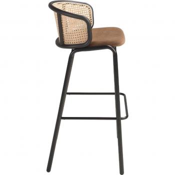 Taburete de rattan y terciopelo marrón 4128C Angel Cerda
