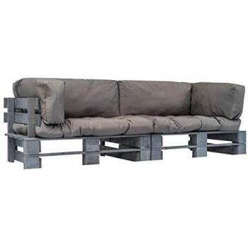 VidaXL Set di divani da giardino 2 pezzi in legno di pino con cuscini grigi