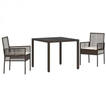 Tavolo e sedie da giardino 3 pezzi polyrattan marrone – VidaXL