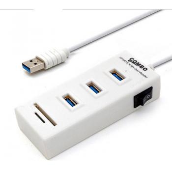 Adaptador USB 2.0 Twobro con Lector de Tarjetas y Concentrador Micro USB