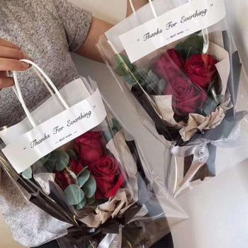 Transparent PVC Long Tote Flower Bouquet Bag
