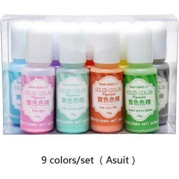 DIY-Harzfarbe 9‑er Pack – Einfarbiges Epoxid-Pigment für Kunst & Schmuck